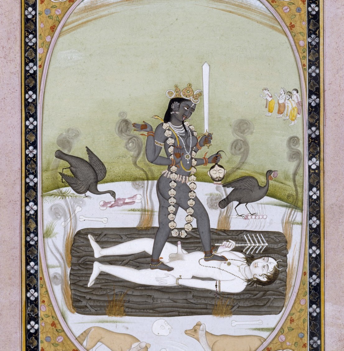 Goddess Kali on Shiva - Kangra Painting (1800 - 1825)